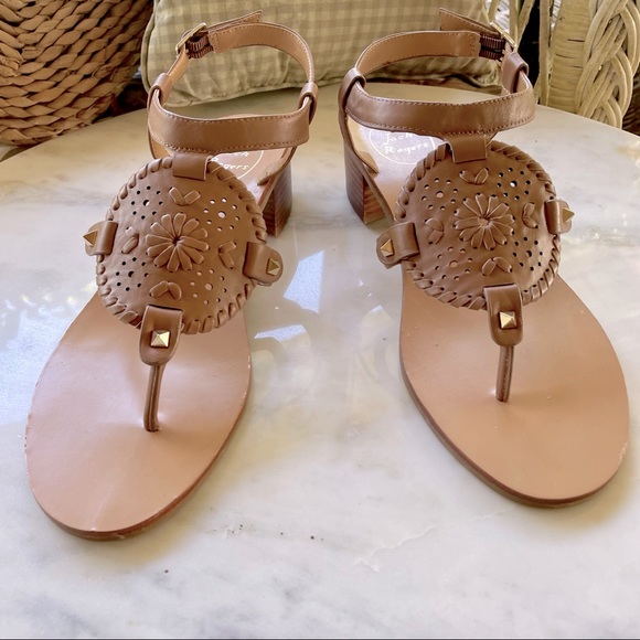 JACK ROGERS TAN BLOCK HEEL SANDSL SIZE 9 - Picture 3 of 6